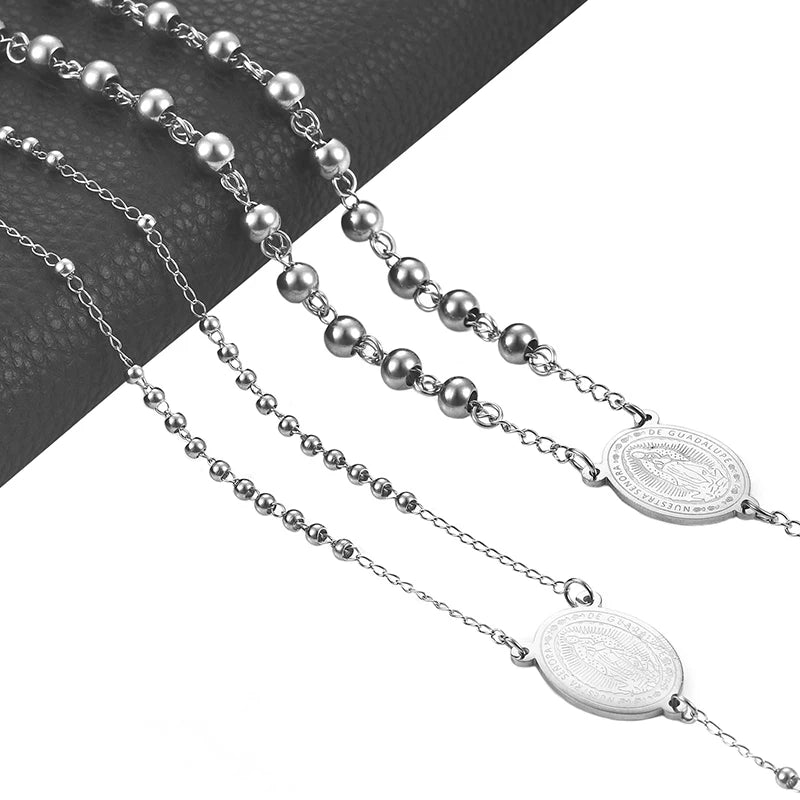 Religious Rosary Pendant Necklace