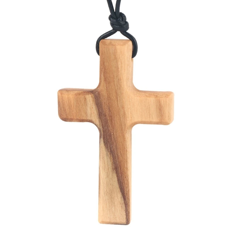 Olive Wood Cross-shape Necklace