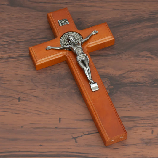 Wooden Cross with Zinc Alloy Jesus